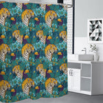 Tiger And Toucan Pattern Print Premium Shower Curtain