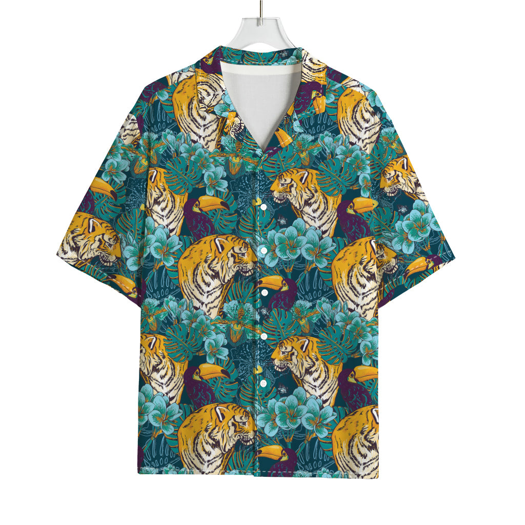 Tiger And Toucan Pattern Print Rayon Hawaiian Shirt