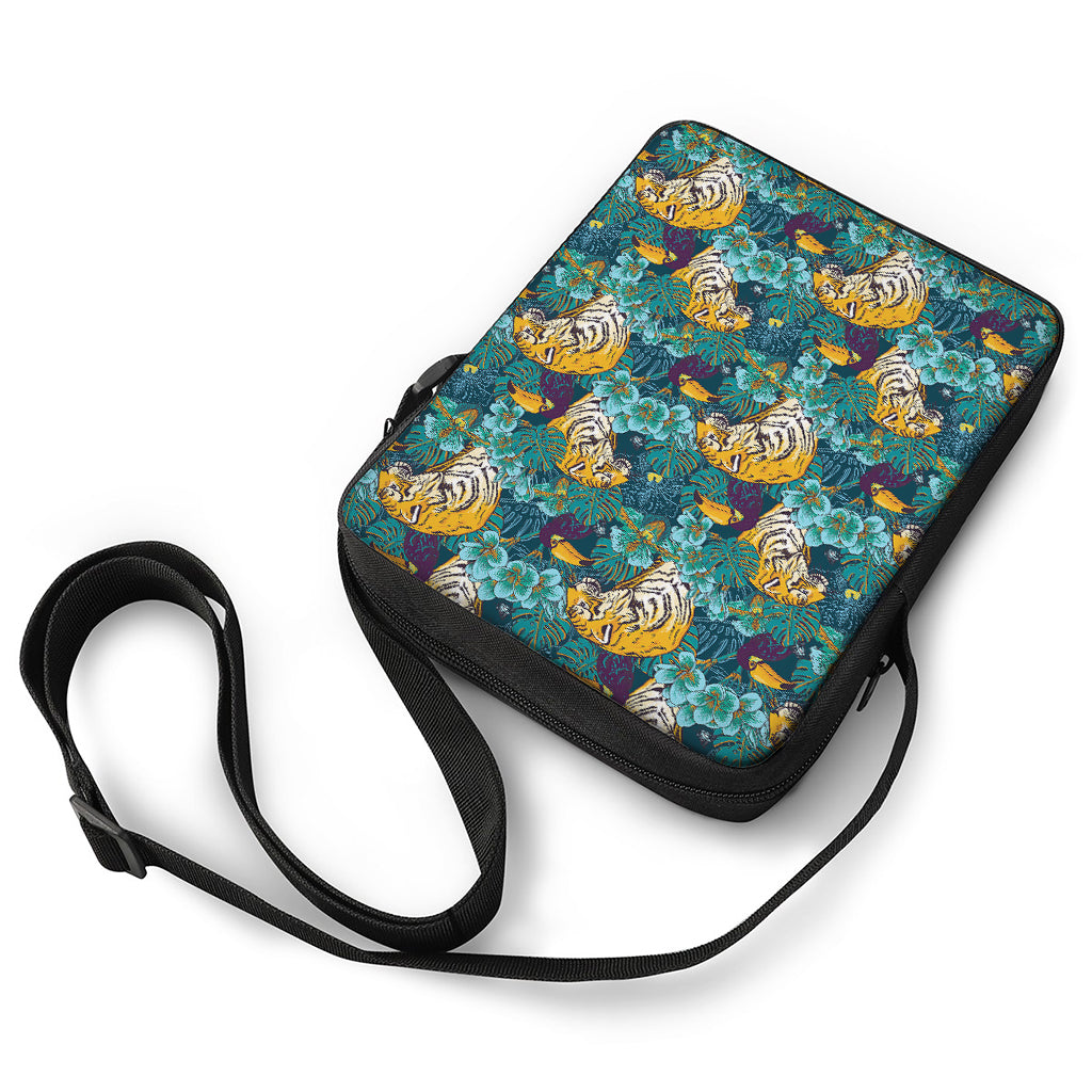 Tiger And Toucan Pattern Print Rectangular Crossbody Bag