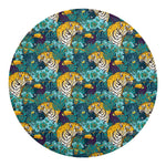 Tiger And Toucan Pattern Print Round Blanket