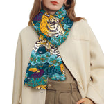 Tiger And Toucan Pattern Print Scarf