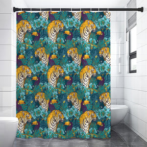 Tiger And Toucan Pattern Print Shower Curtain