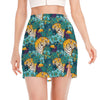 Tiger And Toucan Pattern Print Side Slit Mini Skirt