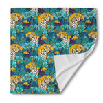 Tiger And Toucan Pattern Print Silk Bandana