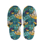 Tiger And Toucan Pattern Print Slippers
