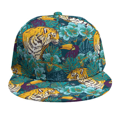 Tiger And Toucan Pattern Print Snapback Cap