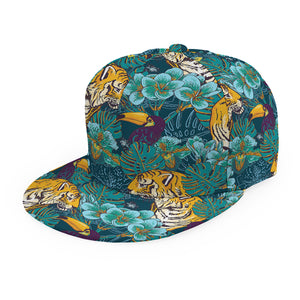 Tiger And Toucan Pattern Print Snapback Cap