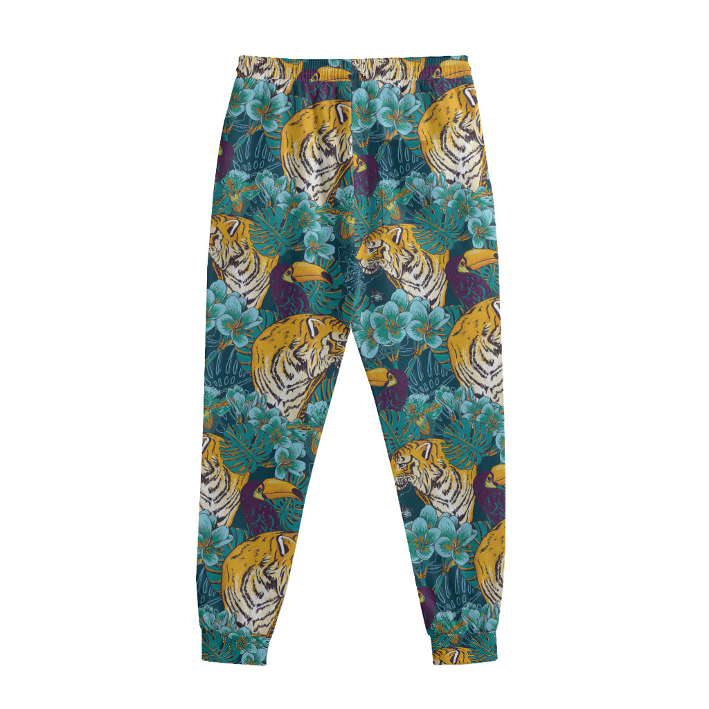 Tiger And Toucan Pattern Print Sweatpants