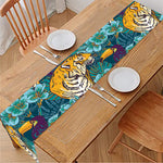 Tiger And Toucan Pattern Print Table Runner