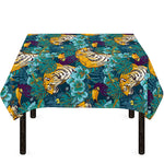 Tiger And Toucan Pattern Print Tablecloth