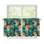 Tiger And Toucan Pattern Print Tier Curtains
