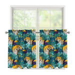 Tiger And Toucan Pattern Print Tier Curtains