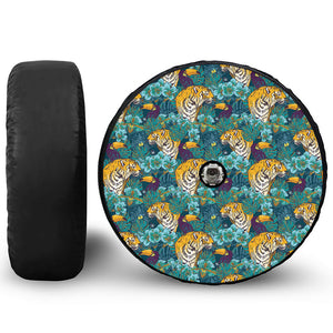 Tiger And Toucan Pattern Print Tire Cover With Camera Hole