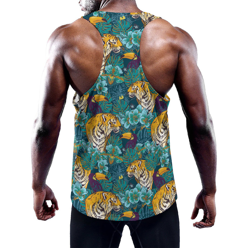 Tiger And Toucan Pattern Print Training Tank Top