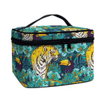 Tiger And Toucan Pattern Print Travel Makeup Bag
