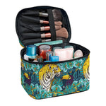 Tiger And Toucan Pattern Print Travel Makeup Bag