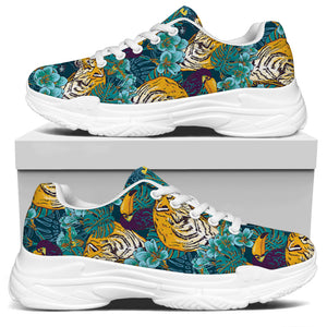 Tiger And Toucan Pattern Print White Chunky Shoes