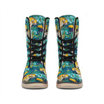 Tiger And Toucan Pattern Print Winter Boots