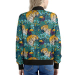 Tiger And Toucan Pattern Print Women's Bomber Jacket