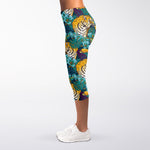 Tiger And Toucan Pattern Print Women's Capri Leggings