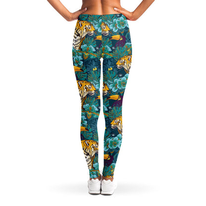 Tiger And Toucan Pattern Print Women's Leggings