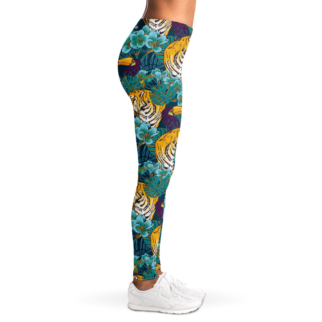Tiger And Toucan Pattern Print Women's Leggings