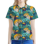 Tiger And Toucan Pattern Print Women's Polo Shirt