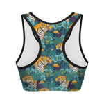 Tiger And Toucan Pattern Print Women's Sports Bra