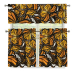 Tiger Monarch Butterfly Pattern Print 3 Piece Kitchen Curtains