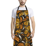 Tiger Monarch Butterfly Pattern Print Bib Apron With Pocket