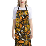 Tiger Monarch Butterfly Pattern Print Bib Apron With Pocket