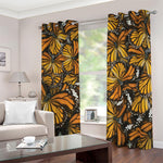 Tiger Monarch Butterfly Pattern Print Blackout Grommet Curtains