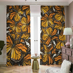 Tiger Monarch Butterfly Pattern Print Blackout Pencil Pleat Curtains