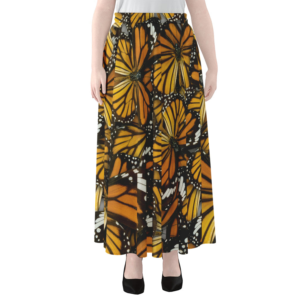 Tiger Monarch Butterfly Pattern Print Chiffon Maxi Skirt