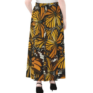 Tiger Monarch Butterfly Pattern Print Chiffon Maxi Skirt