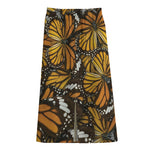 Tiger Monarch Butterfly Pattern Print Cotton Front Slit Maxi Skirt