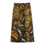 Tiger Monarch Butterfly Pattern Print Cotton Front Slit Maxi Skirt