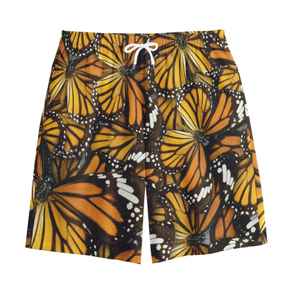 Tiger Monarch Butterfly Pattern Print Cotton Shorts