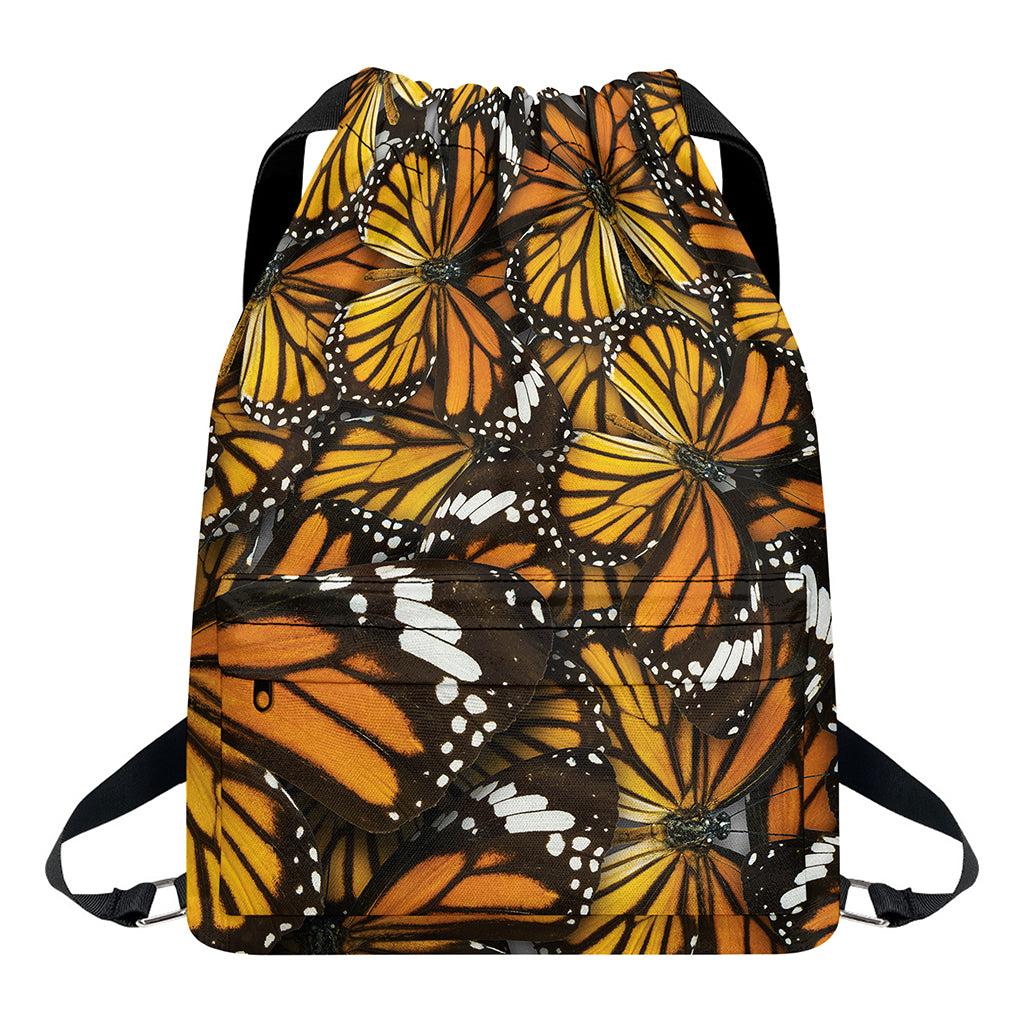 Tiger Monarch Butterfly Pattern Print Drawstring Backpack