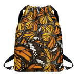 Tiger Monarch Butterfly Pattern Print Drawstring Backpack