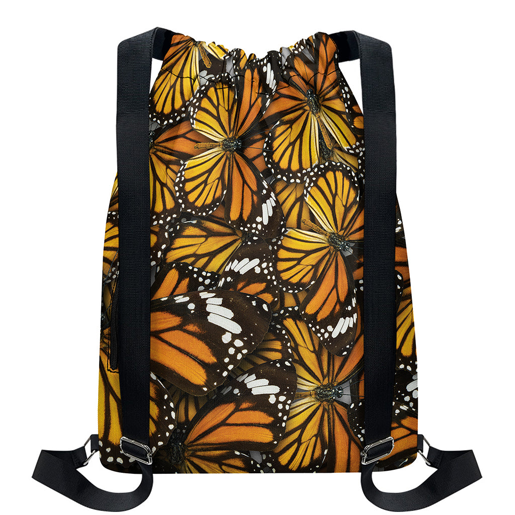 Tiger Monarch Butterfly Pattern Print Drawstring Backpack
