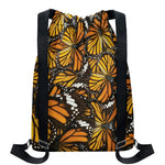 Tiger Monarch Butterfly Pattern Print Drawstring Backpack