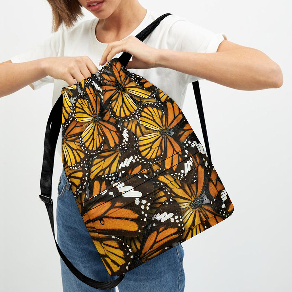 Tiger Monarch Butterfly Pattern Print Drawstring Backpack
