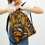 Tiger Monarch Butterfly Pattern Print Drawstring Backpack