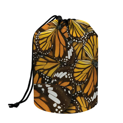 Tiger Monarch Butterfly Pattern Print Drawstring Makeup Bag