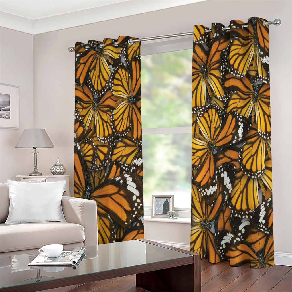 Tiger Monarch Butterfly Pattern Print Extra Wide Grommet Curtains