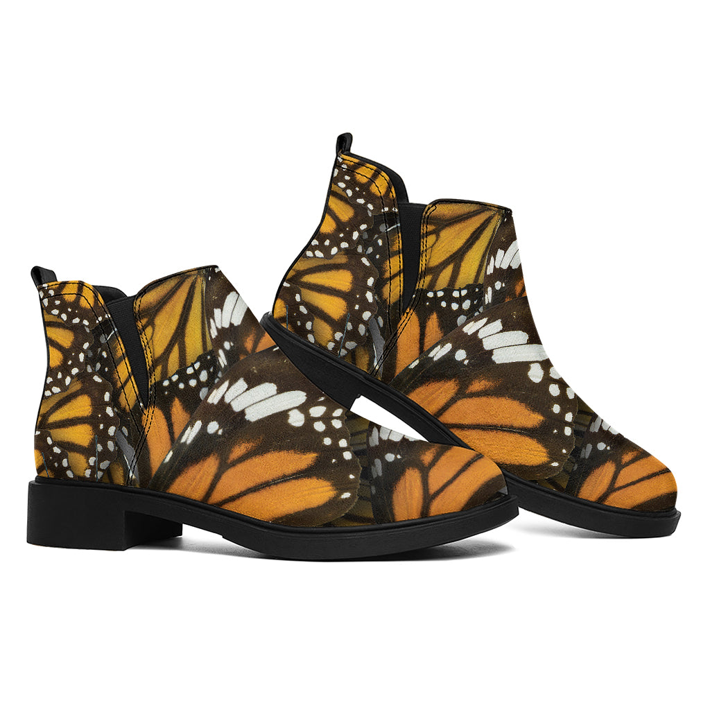 Tiger Monarch Butterfly Pattern Print Flat Ankle Boots