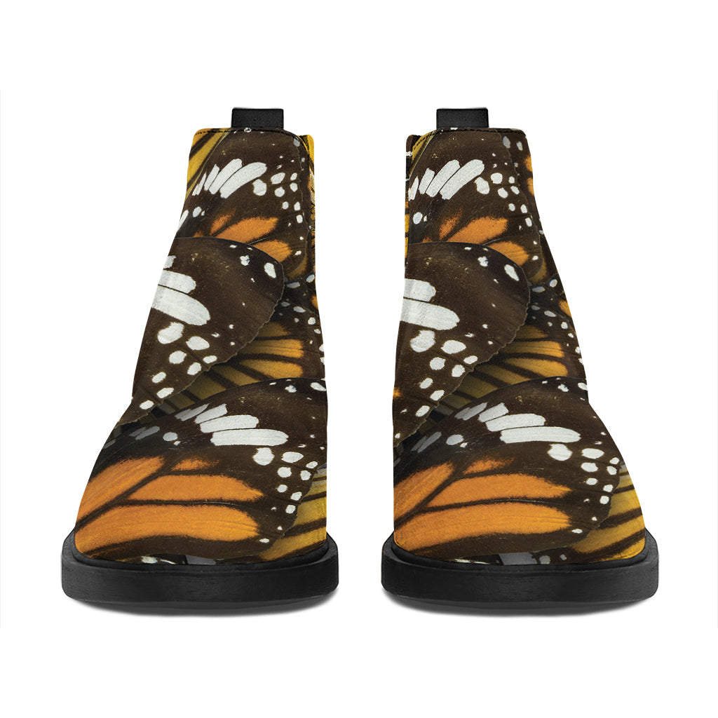 Tiger Monarch Butterfly Pattern Print Flat Ankle Boots