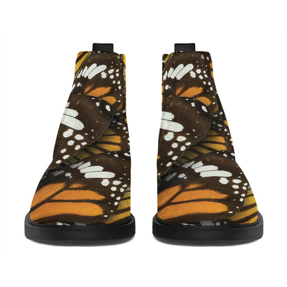 Tiger Monarch Butterfly Pattern Print Flat Ankle Boots
