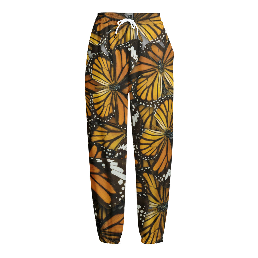 Tiger Monarch Butterfly Pattern Print Fleece Lined Knit Pants